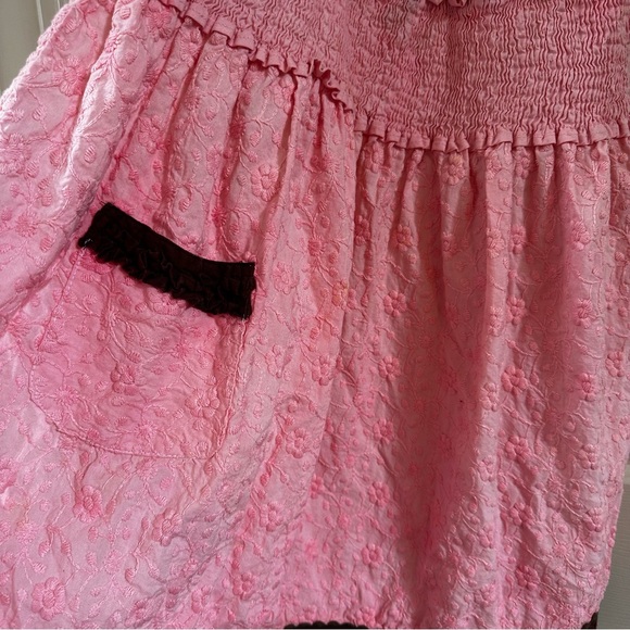 LAST CHANCE! Pink and brown apron - ruffle, pocket - 100% cotton - Picture 4 of 14